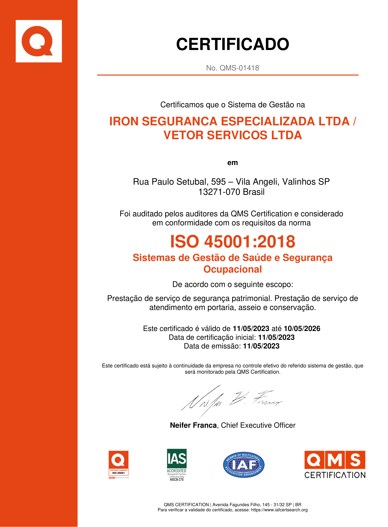 Grupo Iron Certificado BRTUV